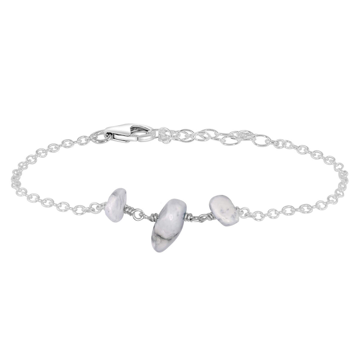 Beaded Chain Bracelet - Howlite - Sterling Silver - Luna Tide Handmade Jewellery