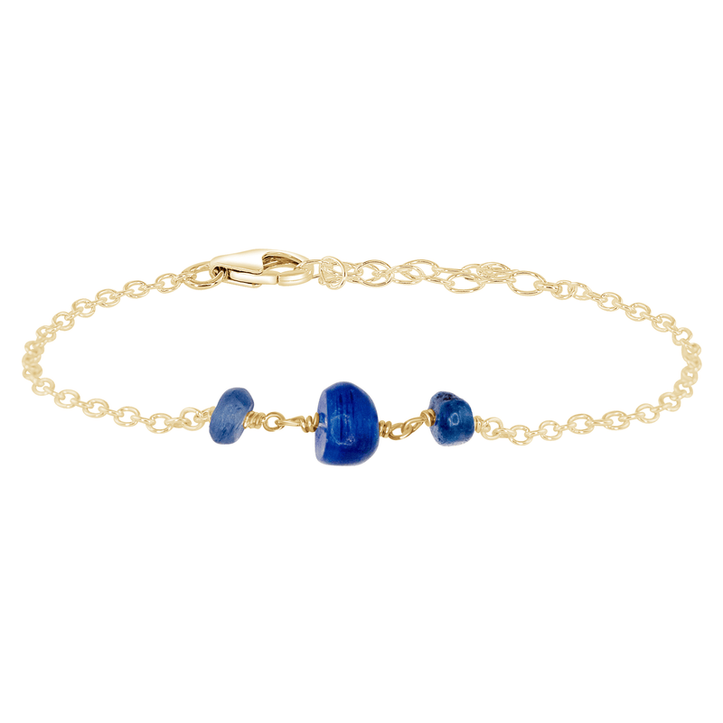 Beaded Chain Bracelet - Kyanite - 14K Gold Fill - Luna Tide Handmade Jewellery