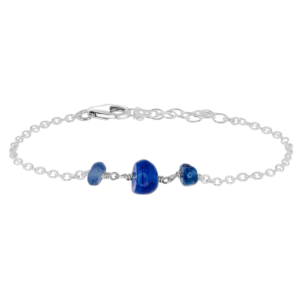 Beaded Chain Bracelet - Kyanite - Sterling Silver - Luna Tide Handmade Jewellery