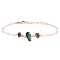 Beaded Chain Bracelet - Labradorite - 14K Rose Gold Fill - Luna Tide Handmade Jewellery