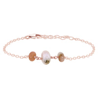 Beaded Chain Bracelet - Pink Peruvian Opal - 14K Rose Gold Fill - Luna Tide Handmade Jewellery
