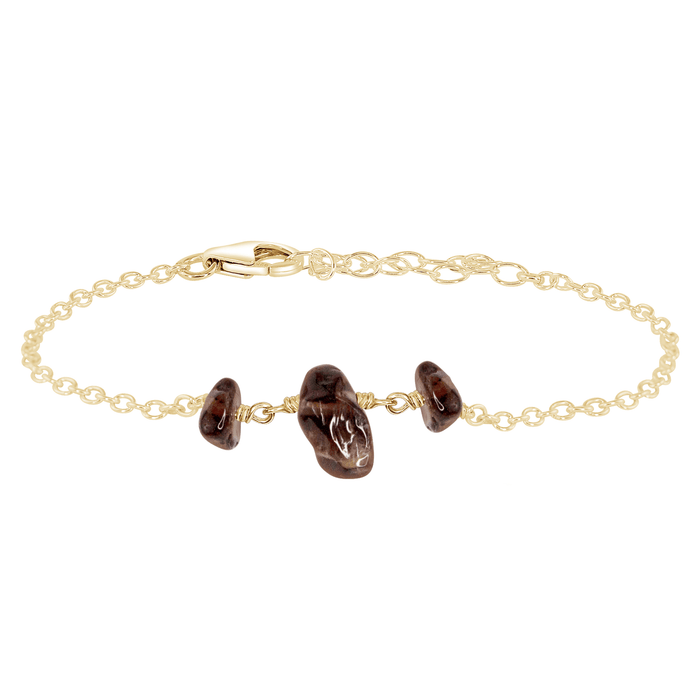 Beaded Chain Bracelet - Smoky Quartz - 14K Gold Fill - Luna Tide Handmade Jewellery