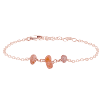 Beaded Chain Bracelet - Sunstone - 14K Rose Gold Fill - Luna Tide Handmade Jewellery