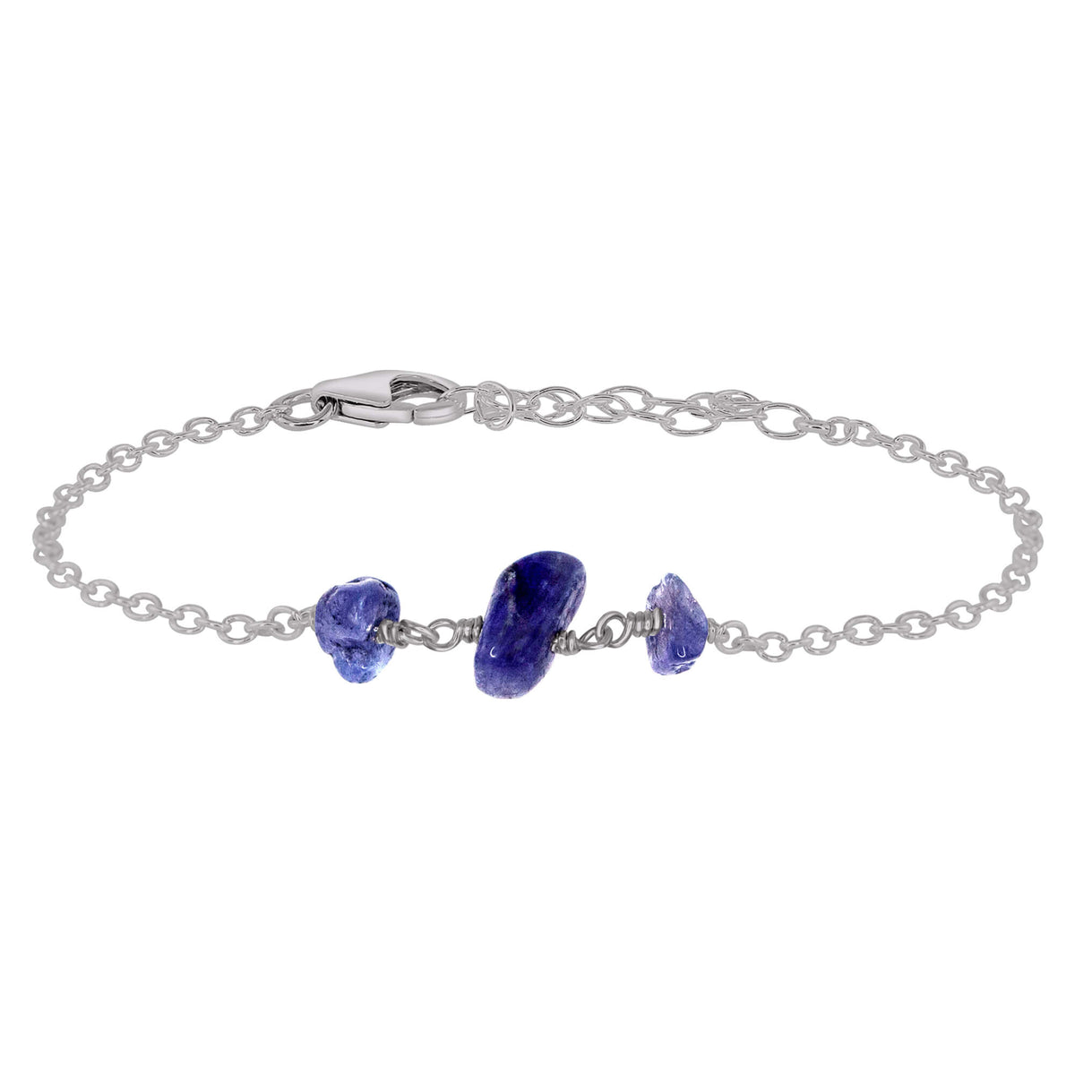 Beaded Chain Bracelet - Tanzanite - Stainless Steel - Luna Tide Handmade Jewellery