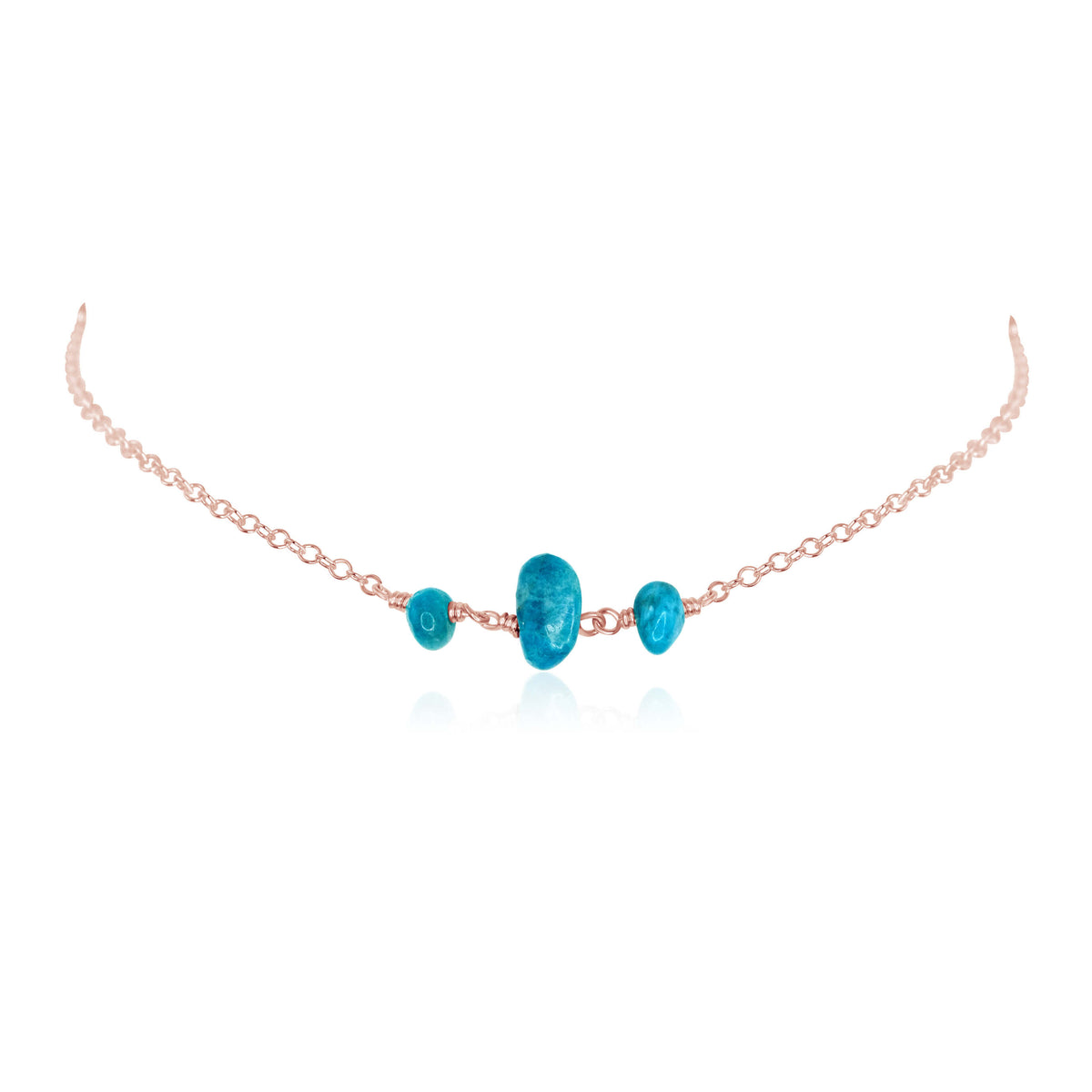 Beaded Chain Choker - Apatite - 14K Rose Gold Fill - Luna Tide Handmade Jewellery