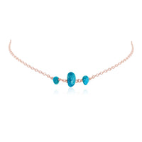 Beaded Chain Choker - Apatite - 14K Rose Gold Fill - Luna Tide Handmade Jewellery