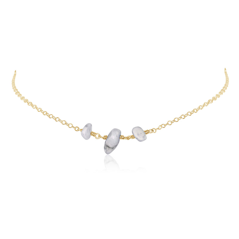 Beaded Chain Choker - Howlite - 14K Gold Fill - Luna Tide Handmade Jewellery