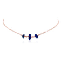 Beaded Chain Choker - Lapis Lazuli - 14K Rose Gold Fill - Luna Tide Handmade Jewellery