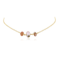 Beaded Chain Choker - Pink Peruvian Opal - 14K Gold Fill - Luna Tide Handmade Jewellery