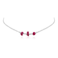 Beaded Chain Choker - Ruby - Sterling Silver - Luna Tide Handmade Jewellery