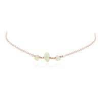 Beaded Chain Choker - White Moonstone - 14K Rose Gold Fill - Luna Tide Handmade Jewellery