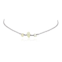 Beaded Chain Choker - White Moonstone - Stainless Steel - Luna Tide Handmade Jewellery