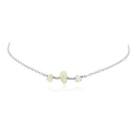 Beaded Chain Choker - White Moonstone - Sterling Silver - Luna Tide Handmade Jewellery