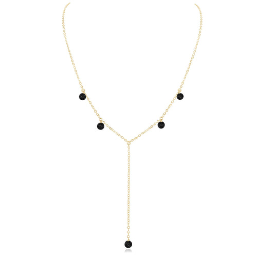 Black Tourmaline Boho Lariat Necklace - Black Tourmaline Boho Lariat Necklace - 14k Gold Fill - Luna Tide Handmade Crystal Jewellery