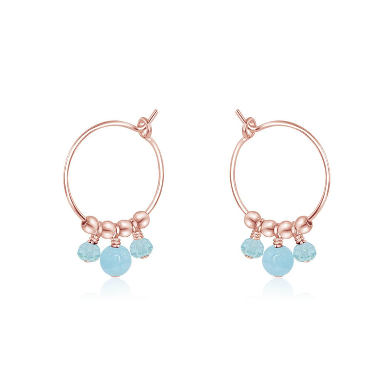 Hoop Earrings - Aquamarine - 14K Rose Gold Fill - Luna Tide Handmade Jewellery