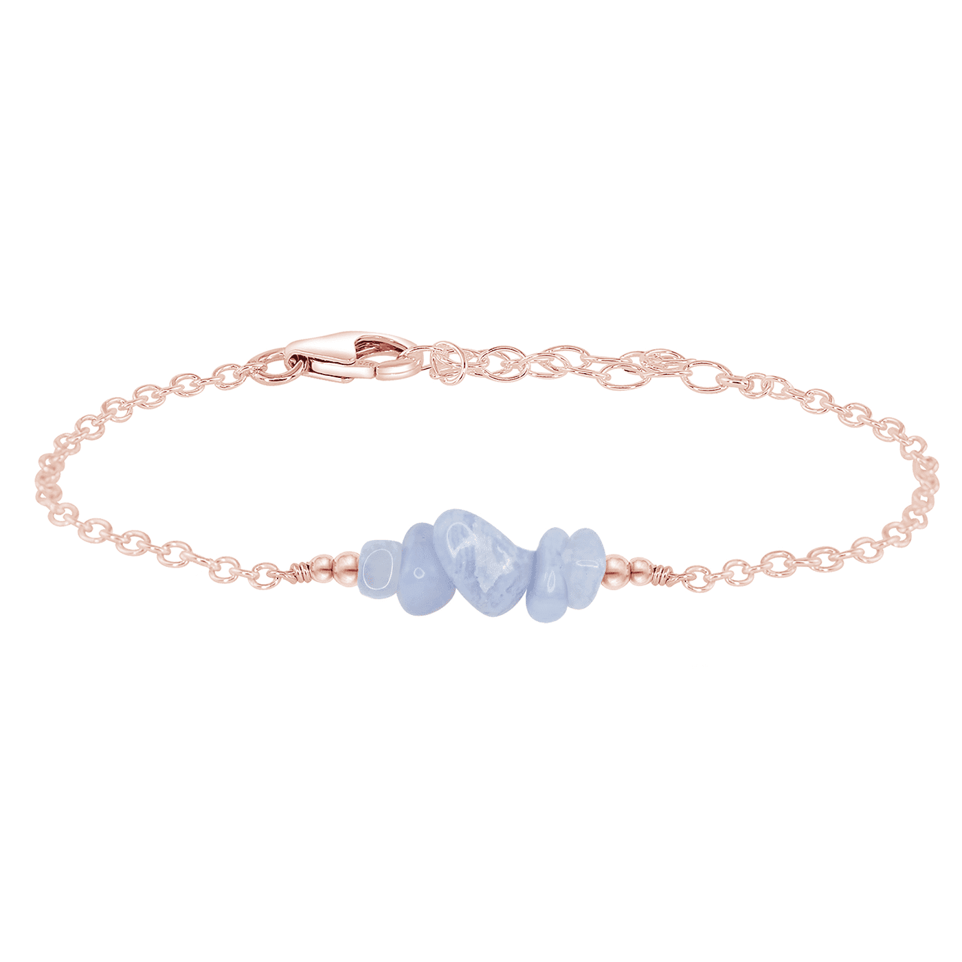 Blue lace agate Chip Bead Bar Bracelet - Blue lace agate Chip Bead Bar Bracelet - 14k Rose Gold Fill - Luna Tide Handmade Crystal Jewellery