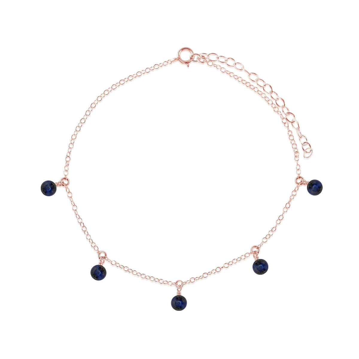 Boho Blue Sapphire Gemstone Bead Drop Anklet
