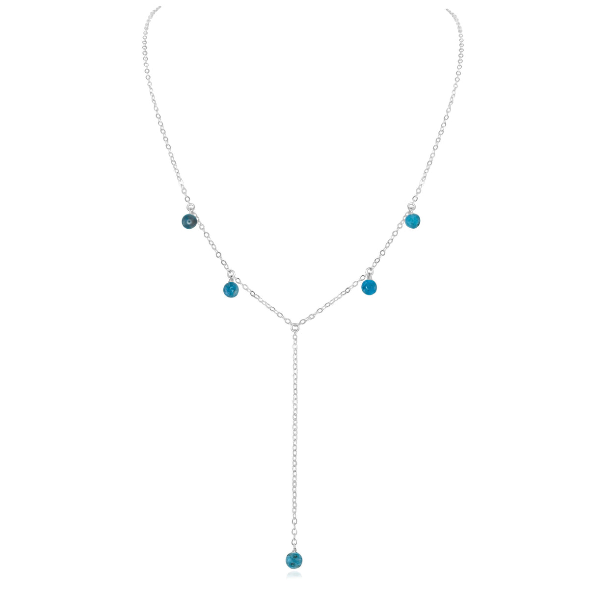 Boho Y Necklace - Apatite - Sterling Silver - Luna Tide Handmade Jewellery