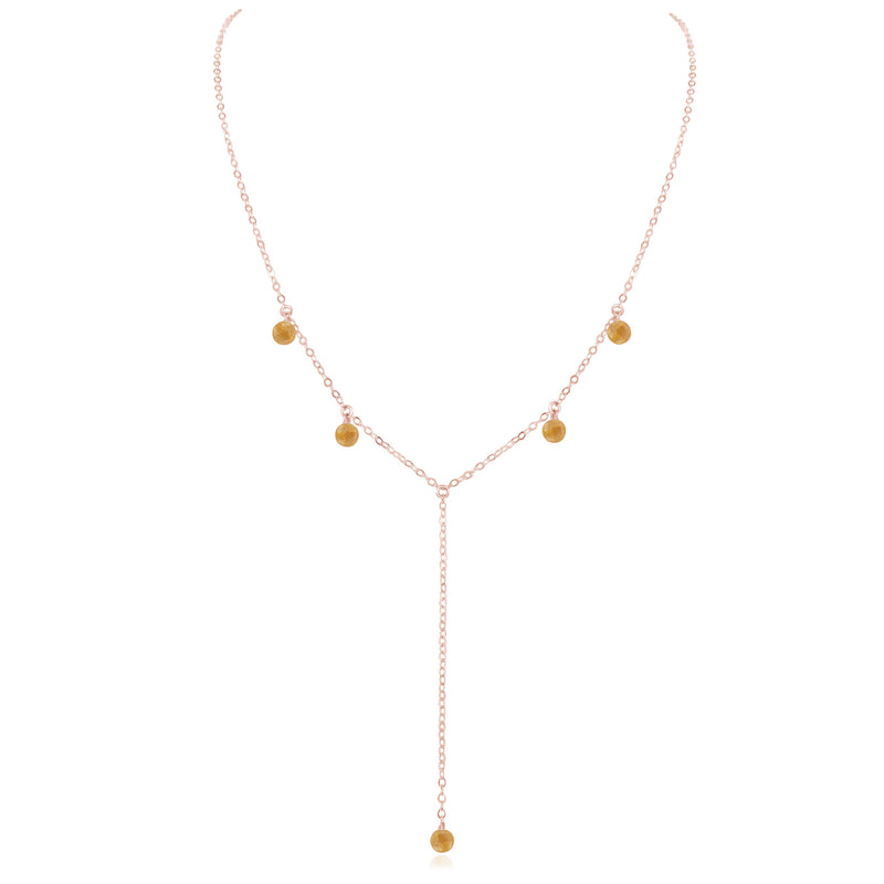 Boho Y Necklace - Citrine - 14K Rose Gold Fill - Luna Tide Handmade Jewellery
