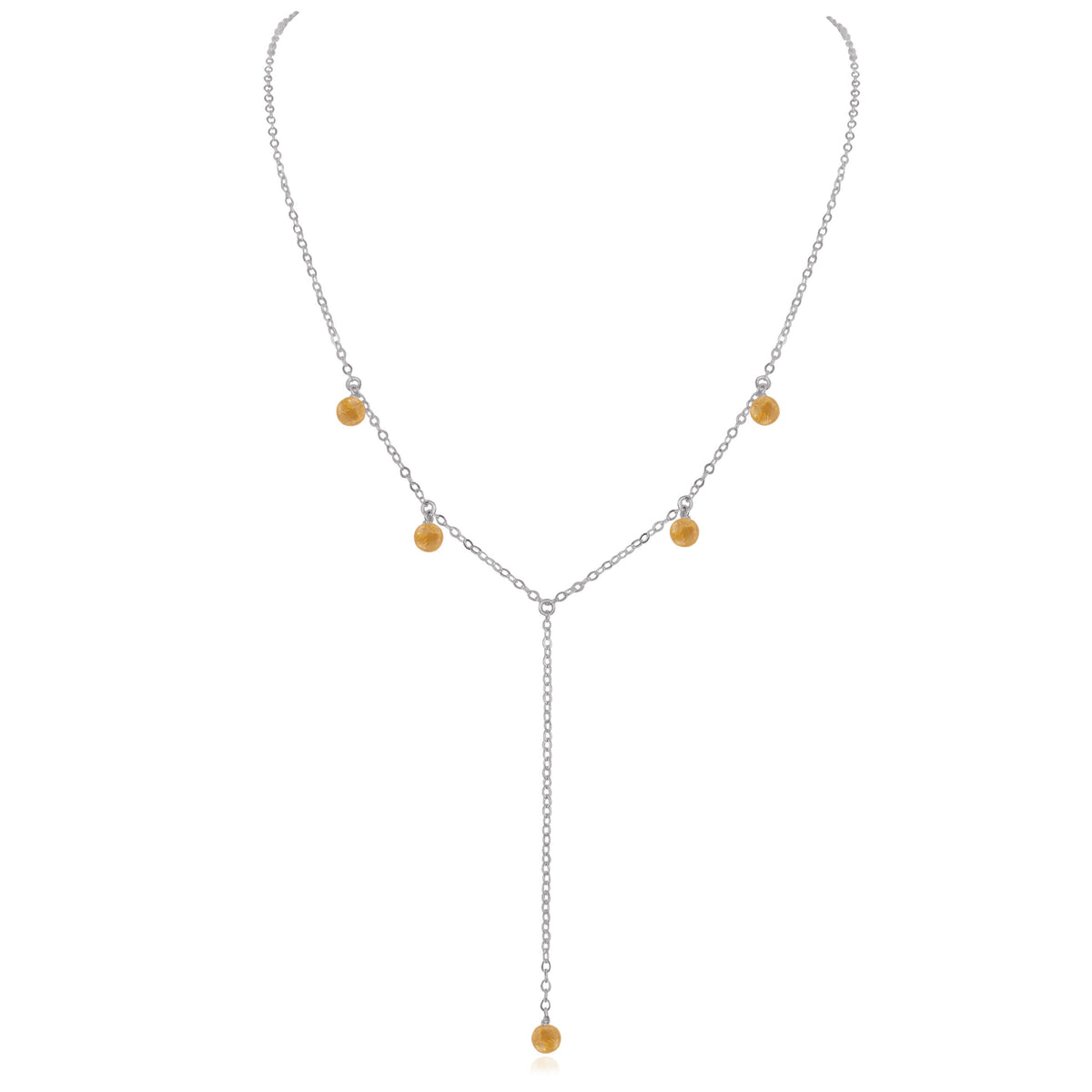Boho Y Necklace - Citrine - Stainless Steel - Luna Tide Handmade Jewellery