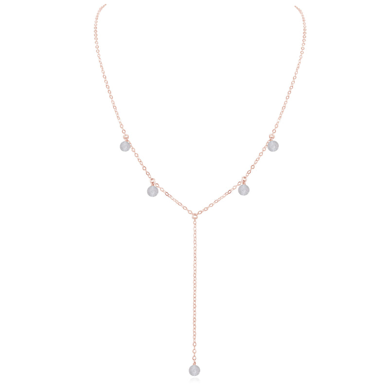 Boho Y Necklace - Crystal Quartz - 14K Rose Gold Fill - Luna Tide Handmade Jewellery