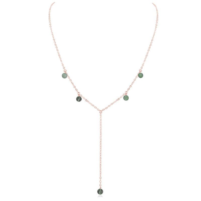Boho Y Necklace - Labradorite - 14K Rose Gold Fill - Luna Tide Handmade Jewellery