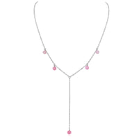 Boho Y Necklace - Pink Peruvian Opal - Stainless Steel - Luna Tide Handmade Jewellery