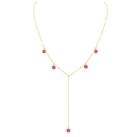 Boho Y Necklace - Pink Tourmaline - 14K Gold Fill - Luna Tide Handmade Jewellery