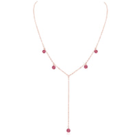 Boho Y Necklace - Pink Tourmaline - 14K Rose Gold Fill - Luna Tide Handmade Jewellery