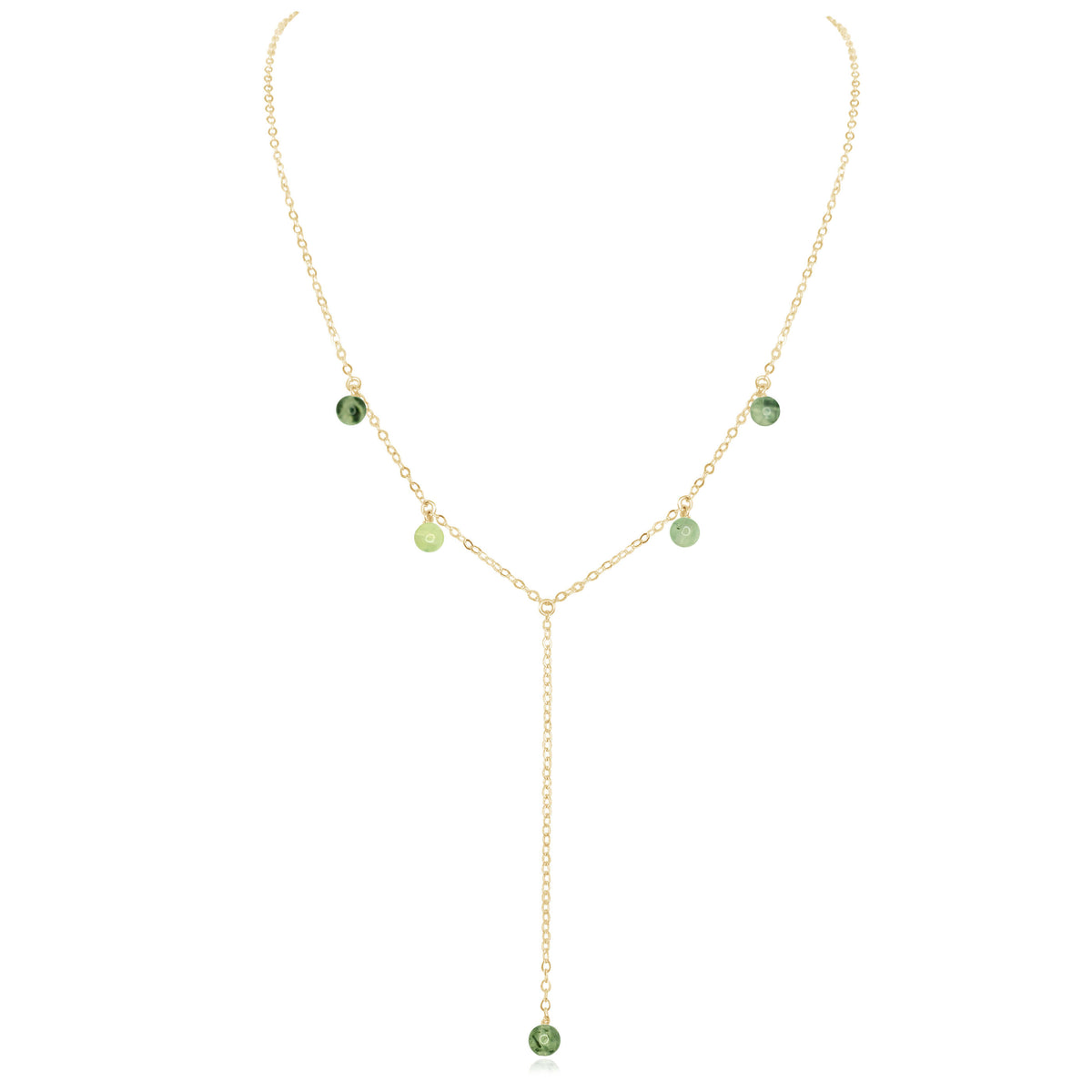 Boho Y Necklace - Prehnite - 14K Gold Fill - Luna Tide Handmade Jewellery