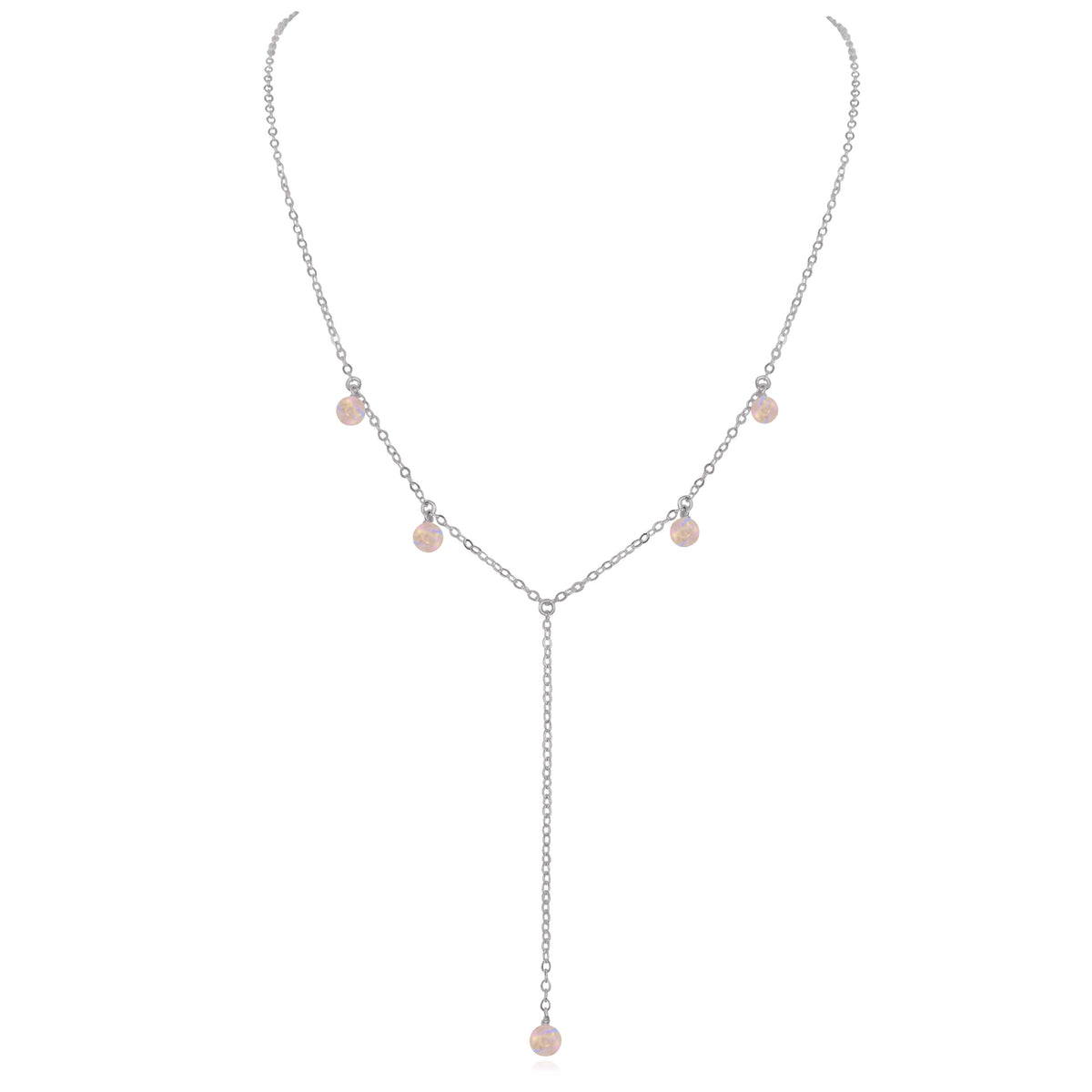 Boho Y Necklace - Rainbow Moonstone - Stainless Steel - Luna Tide Handmade Jewellery