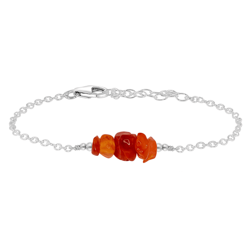 Carnelian Chip Bead Bar Bracelet - Carnelian Chip Bead Bar Bracelet - Sterling Silver - Luna Tide Handmade Crystal Jewellery