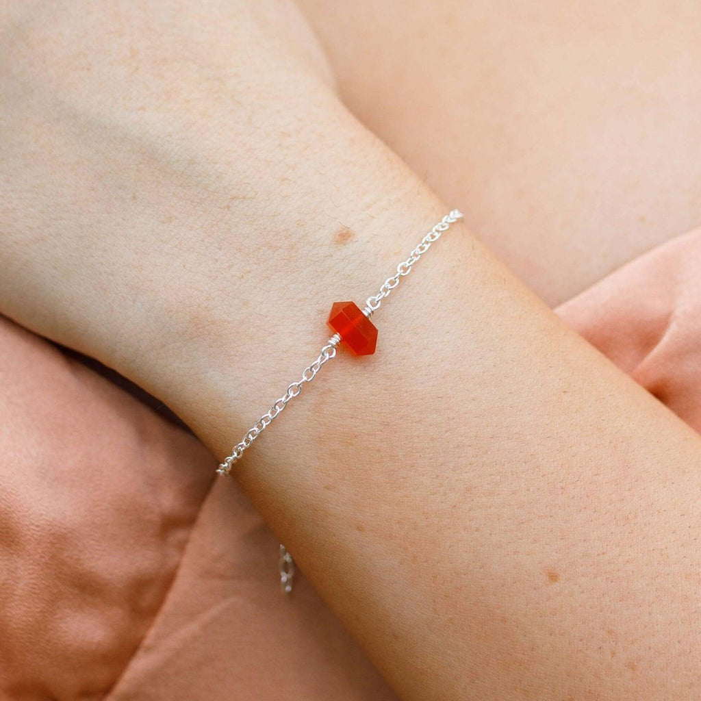 Carnelian Double Terminated Mini Crystal Point Bracelet - Carnelian Double Terminated Mini Crystal Point Bracelet - 14k Gold Fill - Luna Tide Handmade Crystal Jewellery