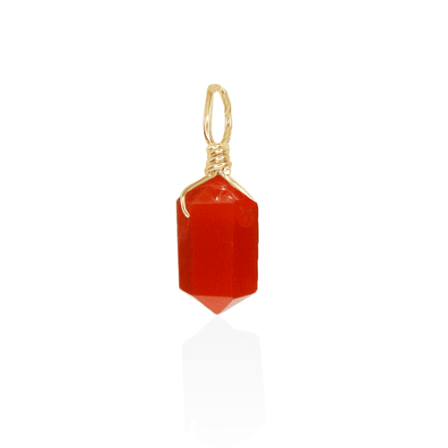 Carnelian Mini Double Terminated Crystal Point Pendant - Carnelian Mini Double Terminated Crystal Point Pendant - 14k Gold Fill - Luna Tide Handmade Crystal Jewellery