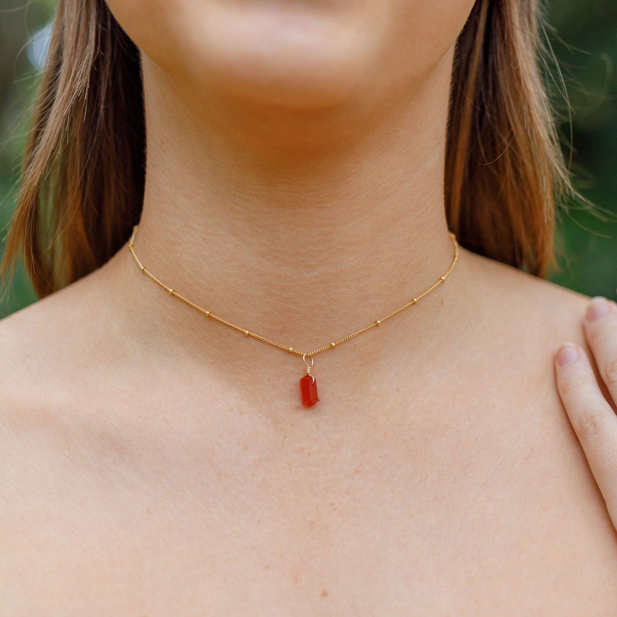 Retail Handmade Carnelian Gold Choker Necklace