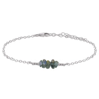 Chip Bead Bar Anklet - Labradorite - Stainless Steel - Luna Tide Handmade Jewellery