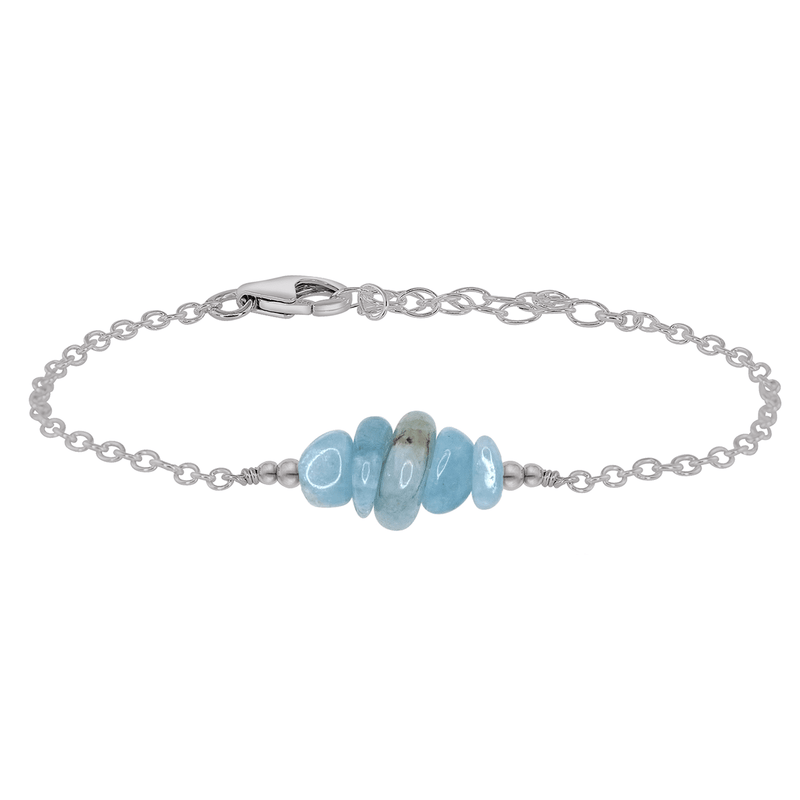 Chip Bead Bar Bracelet - Aquamarine - Stainless Steel - Luna Tide Handmade Jewellery