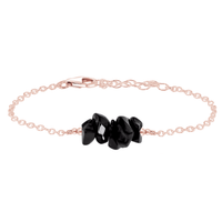 Chip Bead Bar Bracelet - Black Onyx - 14K Rose Gold Fill - Luna Tide Handmade Jewellery