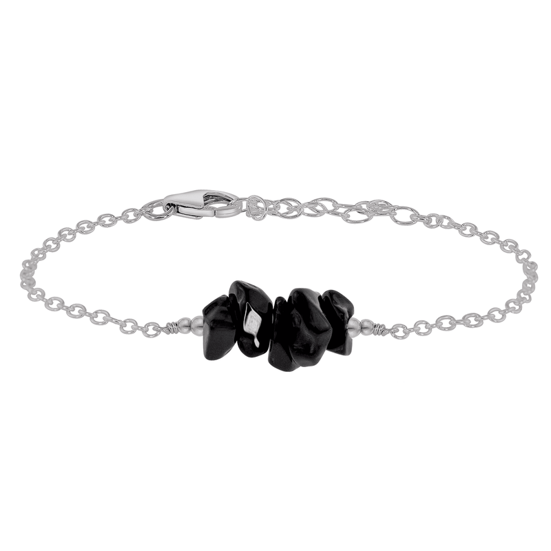 Chip Bead Bar Bracelet - Black Onyx - Stainless Steel - Luna Tide Handmade Jewellery
