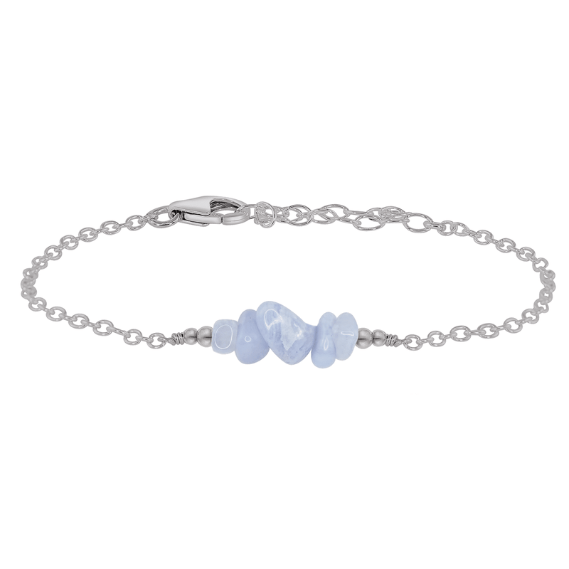 Chip Bead Bar Bracelet - Blue Lace Agate - Stainless Steel - Luna Tide Handmade Jewellery