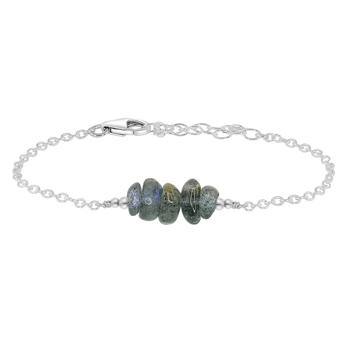 Chip Bead Bar Bracelet - Labradorite - Sterling Silver - Luna Tide Handmade Jewellery