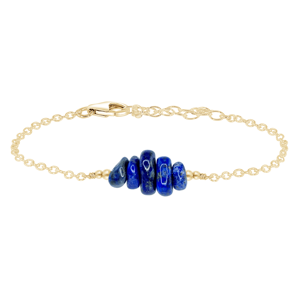 Chip Bead Bar Bracelet - Lapis Lazuli - 14K Gold Fill - Luna Tide Handmade Jewellery