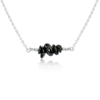 Chip Bead Bar Necklace - Black Tourmaline - Sterling Silver - Luna Tide Handmade Jewellery