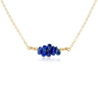 Chip Bead Bar Necklace - Lapis Lazuli - 14K Gold Fill - Luna Tide Handmade Jewellery
