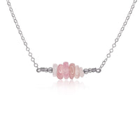 Chip Bead Bar Necklace - Rose Quartz - Stainless Steel - Luna Tide Handmade Jewellery