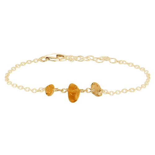Citrine Beaded Chain Bracelet - Citrine Beaded Chain Bracelet - 14k Gold Fill - Luna Tide Handmade Crystal Jewellery