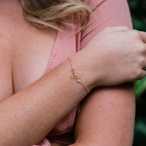 Citrine Beaded Chain Bracelet - Citrine Beaded Chain Bracelet - 14k Gold Fill - Luna Tide Handmade Crystal Jewellery