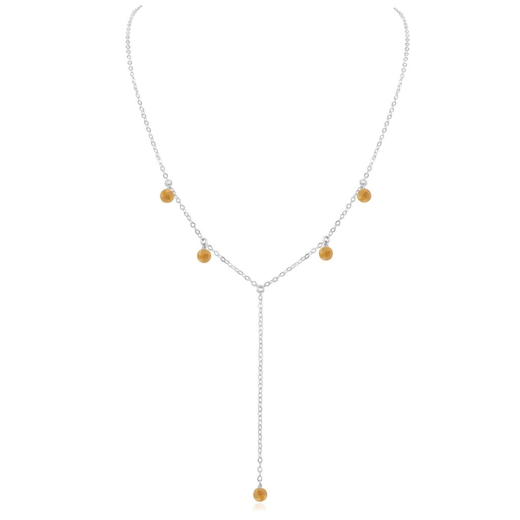 Citrine Boho Lariat Necklace - Citrine Boho Lariat Necklace - Sterling Silver - Luna Tide Handmade Crystal Jewellery