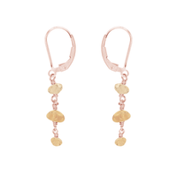 Citrine Crystal Beaded Chain Dangle Leverback Earrings - Citrine Crystal Beaded Chain Dangle Leverback Earrings - 14k Rose Gold Fill - Luna Tide Handmade Crystal Jewellery