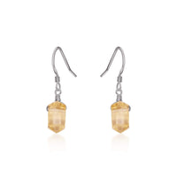 Double Terminated Crystal Dangle Drop Earrings - Citrine - Stainless Steel - Luna Tide Handmade Jewellery
